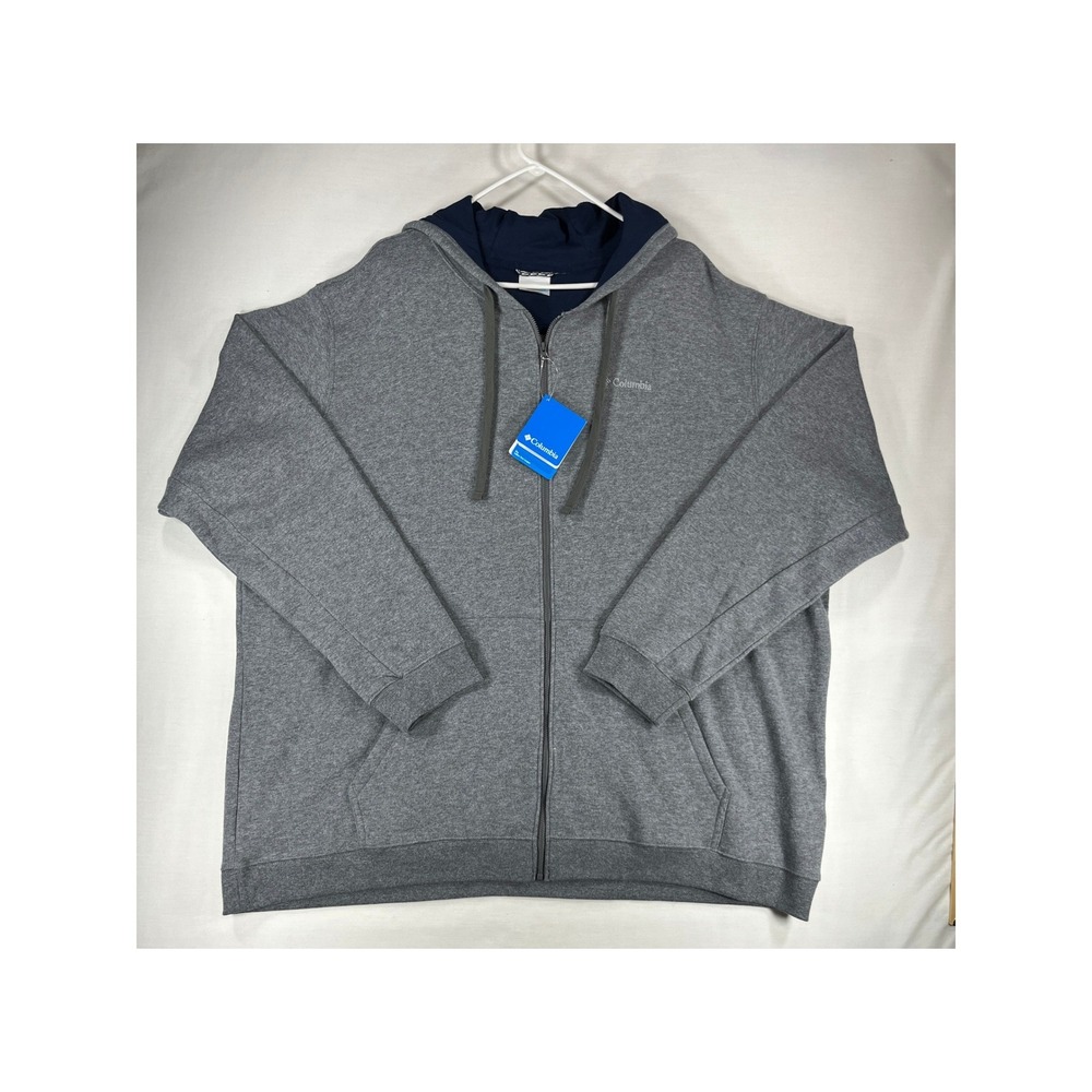 Columbia Mens Hart Mountain Full Zip Hoodie Heather Grey Navy AS0470-030 3X NEW